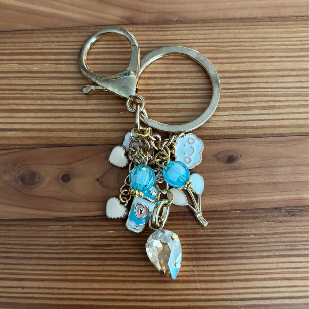 Gold and Blue Charm Cute Keychain
